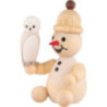 Schneemann Junior mit Schneeeule sitzend - 7 cm