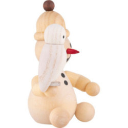Snowman Junior with Snowy Owl sitting - 7 cm / 2.8 inch