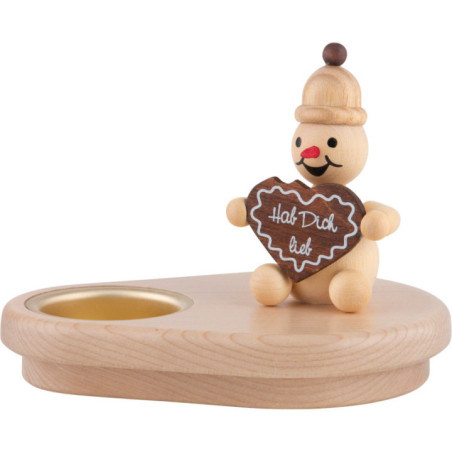 Tea Light Holder - Junior with Gingerbread Heart - 8 cm / 3.1 inch