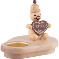 Tea Light Holder - Junior with Gingerbread Heart - 8 cm / 3.1 inch