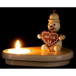 Tea Light Holder - Junior with Gingerbread Heart - 8 cm / 3.1 inch