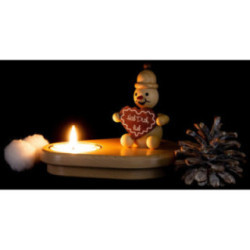 Tea Light Holder - Junior with Gingerbread Heart - 8 cm / 3.1 inch