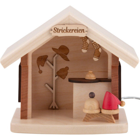 Weihnachtshütte "Strickereien" - 14 cm