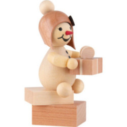 Schneemädchen mit Geschenk - 9,5 cm