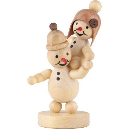Schneemann Geschwister "Huckepack" - 12 cm