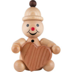 Schneemann Junior "mit Herz" sitzend - Groß - 20 cm