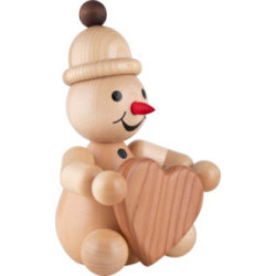Snowman - Junior "with Heart" sitting - Large Size - 20 cm / 7.9 inch