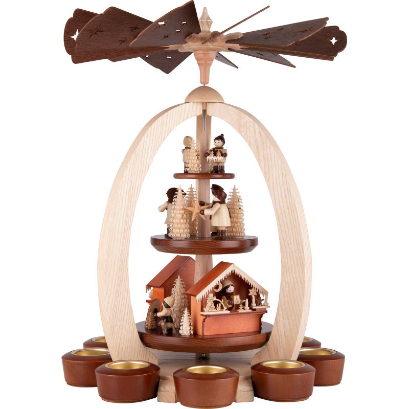 3-stöckige Pyramide Weihnachtsmarkt - Exklusiv - 44 cm