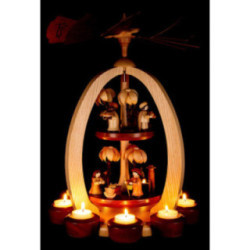2-stöckige Pyramide Christi Geburt mit Thiel-Figuren - Exklusiv - 44 cm