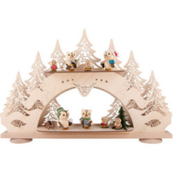Collector Candle Arch wit two Levels - Kuhnert Owls - 68x43 cm / 26.8x16.9 inch