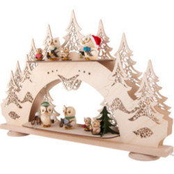 Collector Candle Arch wit two Levels - Kuhnert Owls - 68x43 cm / 26.8x16.9 inch