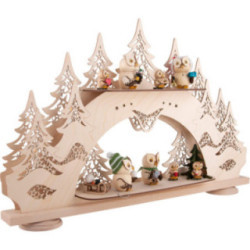Collector Candle Arch wit two Levels - Kuhnert Owls - 68x43 cm / 26.8x16.9 inch