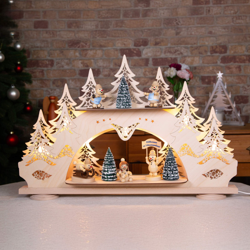 Collector Candle Arch wit two Levels - Wagner Snowmen - 68x43 cm / 26.8x16.9 inch