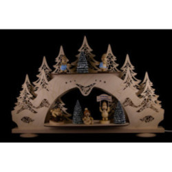 Sammler-Schwibbogen mit zwei Ebenen und 5 Wagner-Schneemännern - 68x43 cm