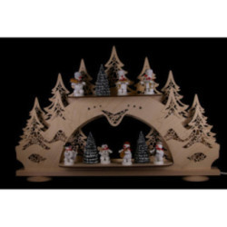 Sammler-Schwibbogen mit zwei Ebenen und 7 Zenker-Schneemännern - 68x43 cm