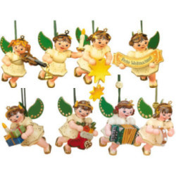 Angel Greetings in Fir Green - 8 Enchanting Hubrig Ornaments