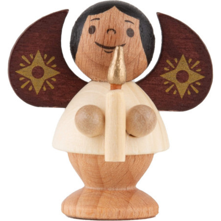 Star Angel with Candle - Natural - 4,5 cm / 1.8 inch