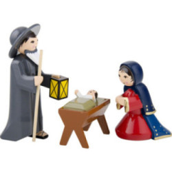 Holy Family, Set of Three, Colored - 7 cm / 2.8 inch