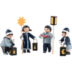 Winterkinder Laternenträger 4-teilig blau - 7 cm