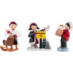 Winterkinder Weihnachtspost 3-teilig rot - 7 cm