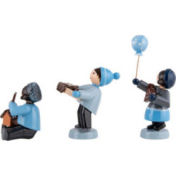 Winterkinder Kinder mit Pfefferkuchen 3-teilig blau - 7 cm