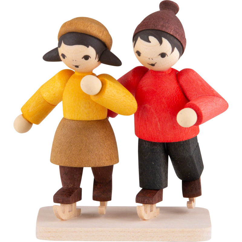 Winter Children Ice-Skating Couple - stained - 7 cm / 2.8 inch