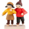 Winter Children Ice-Skating Couple - stained - 7 cm / 2.8 inch