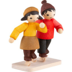 Winterkinder Schlittschuhpaar gebeizt - 7 cm