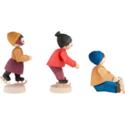 Winterkinder Eislaufkinder 3-teilig gebeizt - 7 cm