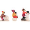 Winter Children Snowman Builders - 3 pcs. - stained - 7 cm / 2.8 inch