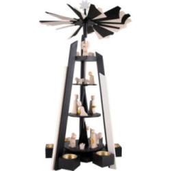 4-Tier Pyramid - Nativity - black-white - 60 cm / 23.6 inch