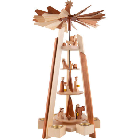 4-stöckige Pyramide Christi Geburt - natur - 60 cm