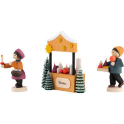 Winter Children Candle Sellers - 3 pcs. - stained - 7 cm / 2.8 inch