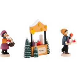 Winter Children Candle Sellers - 3 pcs. - stained - 7 cm / 2.8 inch
