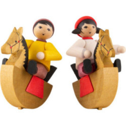 Reiterleinkinder 2-teilig gebeizt - 7 cm