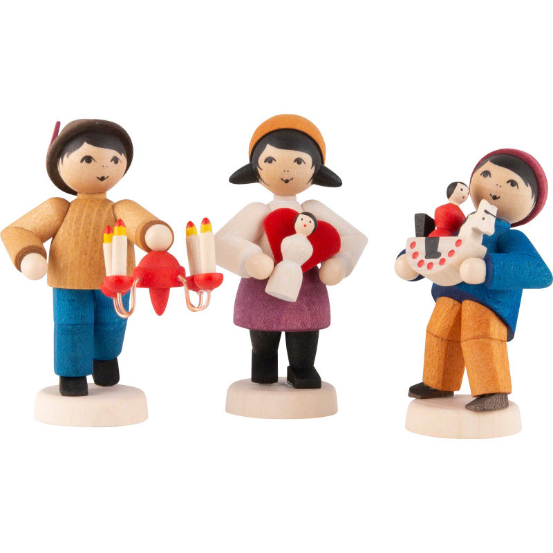 Erzgebirgskinder 3-teilig gebeizt - 7 cm