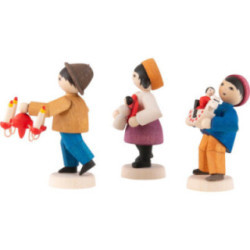 Erzgebirgskinder 3-teilig gebeizt - 7 cm