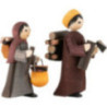Woodmaker Couple, Set of Two, Stained - 7 cm / 2.8 inch