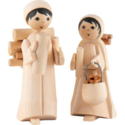 Woodmaker Couple, Set of Two, Natural - 7 cm / 2.8 inch