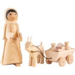 Goat Shepherdess, Set of Three, Natural - 22 cm / 8.7 inch