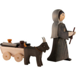 Goat Shepherdess, Set of Three, Natural - 22 cm / 8.7 inch
