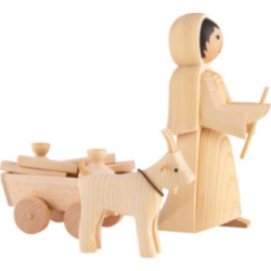 Goat Shepherdess, Set of Three, Natural - 22 cm / 8.7 inch