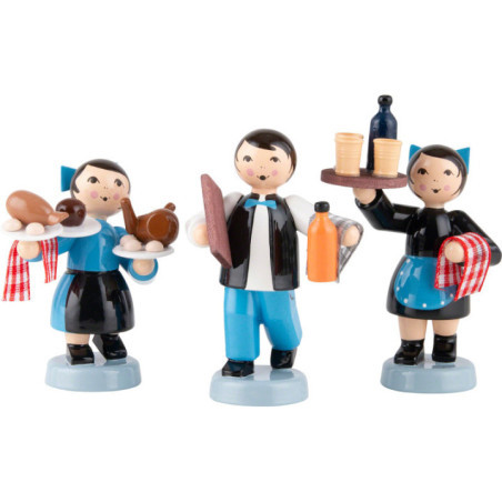 Winterkinder Kellnergruppe 3-teilig blau - 7 cm