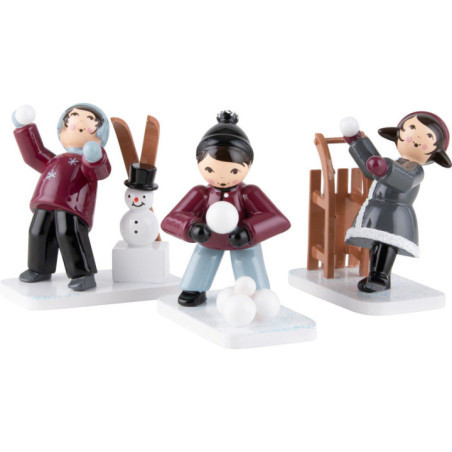 Winter Children Snowball Kids - 3 pcs. - purple - 7 cm / 2.8 inch