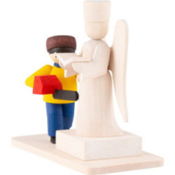 Winter Children Boy with Snow Sculpture - stained - 7 cm / 2.8 inch