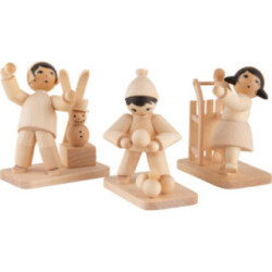 Winterkinder Schneeballkinder 3-teilig natur - 7 cm