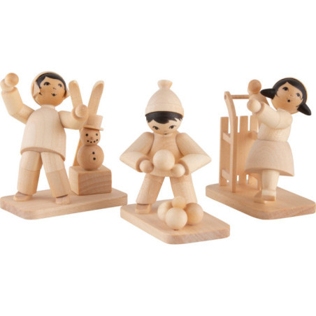 Winter Children Snowball Kids - 3 pcs. - natural - 7 cm / 2.8 inch