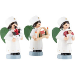 Christmas Angel Ore Mountains, Set of Three, Colored - 7 cm / 2.8 inch