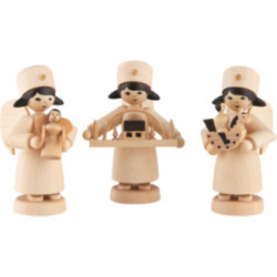 Weihnachtsengel Erzgebirge 3-teilig natur - 7 cm