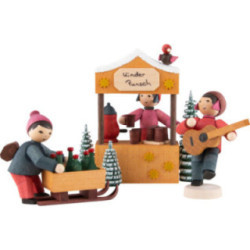 Winter Children Kid's Punch Seller - 4 pcs. - stained - 7 cm / 2.8 inch